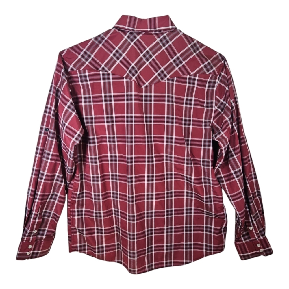 Coevals Club Western Style Red Plaid Pearl Snap Button Down Shirt XL - Picture 8 of 8